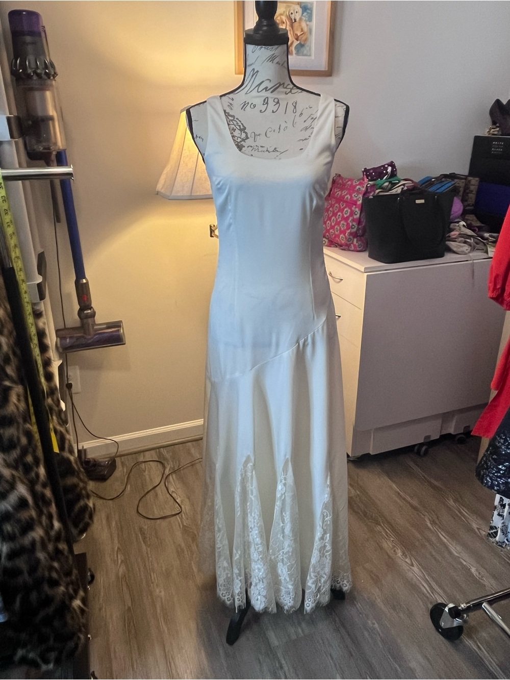 Endless Rose Ivory Sleeveless Maxi Dress with Lace Hem xs